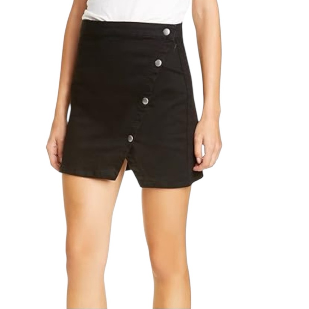 We The Free by Free People Black Mini Skirt with Snap Buttons Size 4